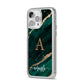 Green Marble iPhone 14 Pro Max Clear Tough Case Silver Angled Image