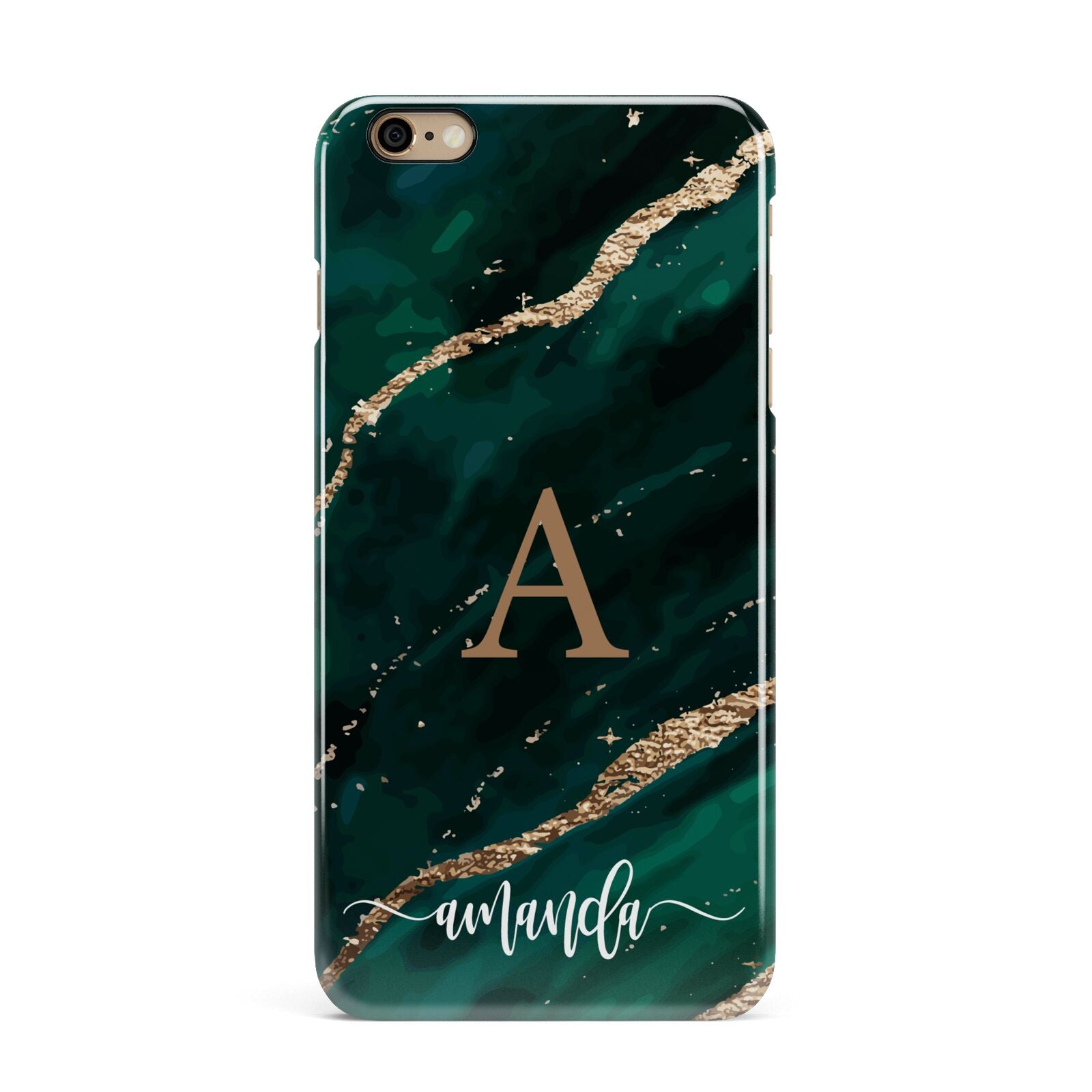 Green Marble iPhone 6 Plus 3D Snap Case on Gold Phone