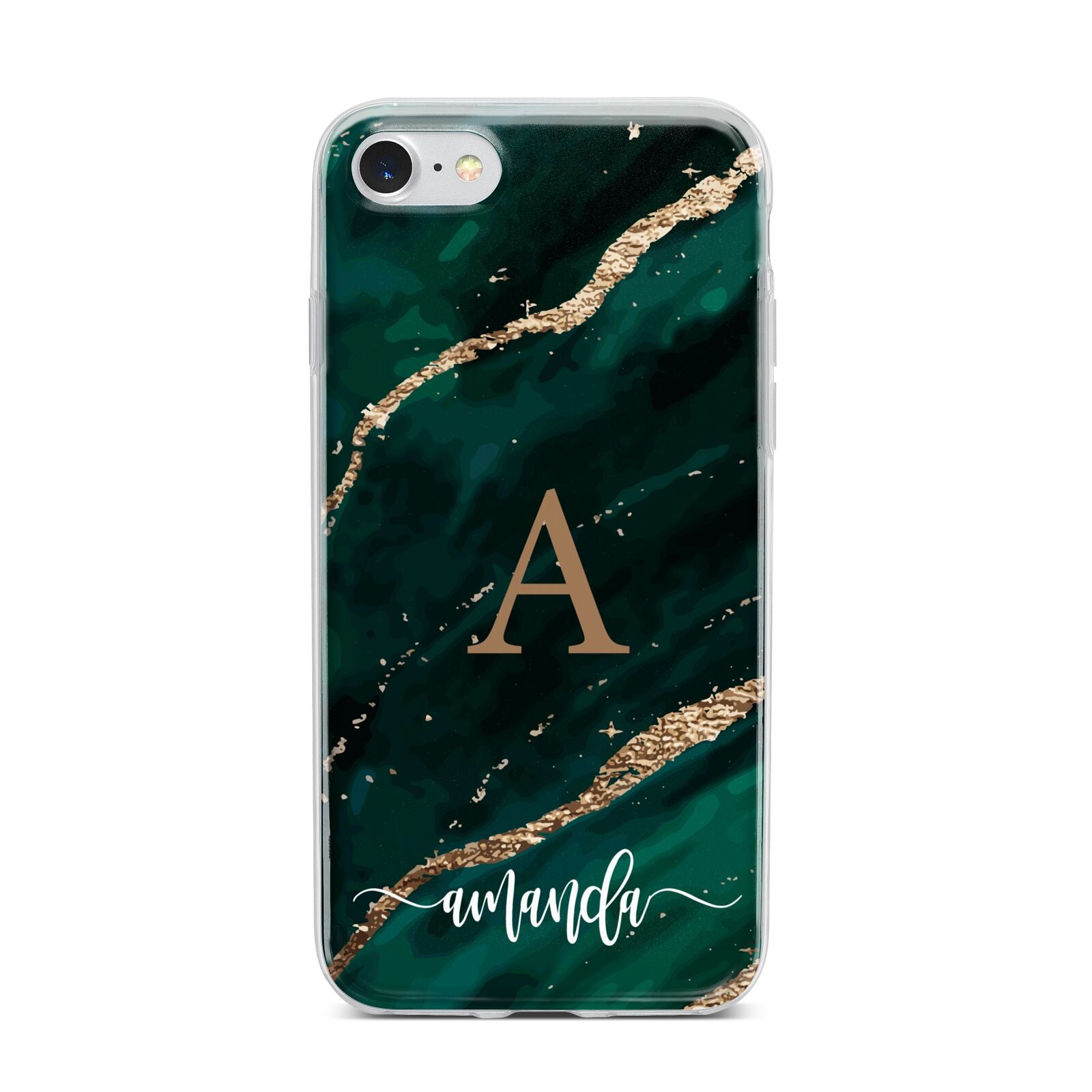 Green Marble iPhone 7 Bumper Case on Silver iPhone