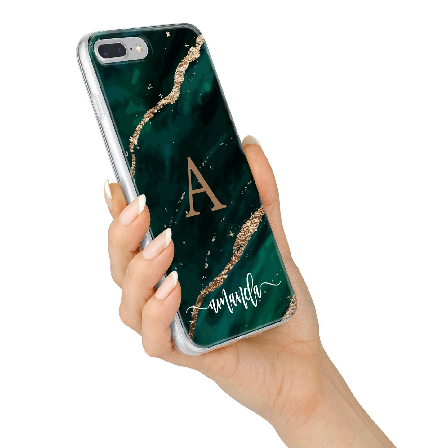 Green Marble iPhone 7 Plus Bumper Case on Silver iPhone Alternative Image