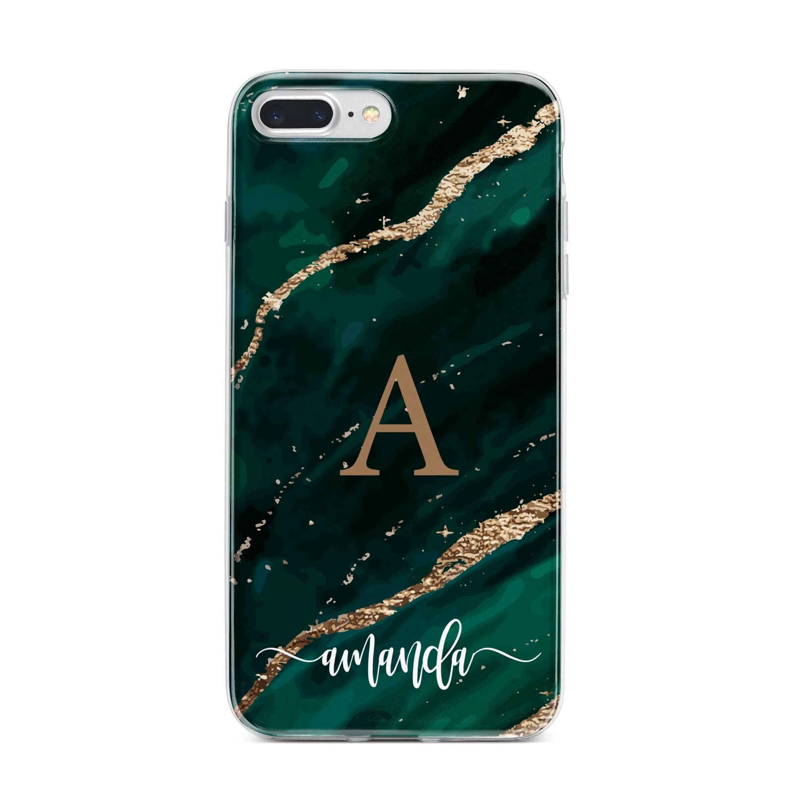 Green Marble iPhone 7 Plus Bumper Case on Silver iPhone