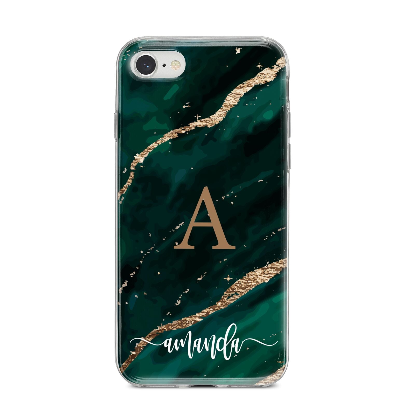 Green Marble iPhone 8 Bumper Case on Silver iPhone