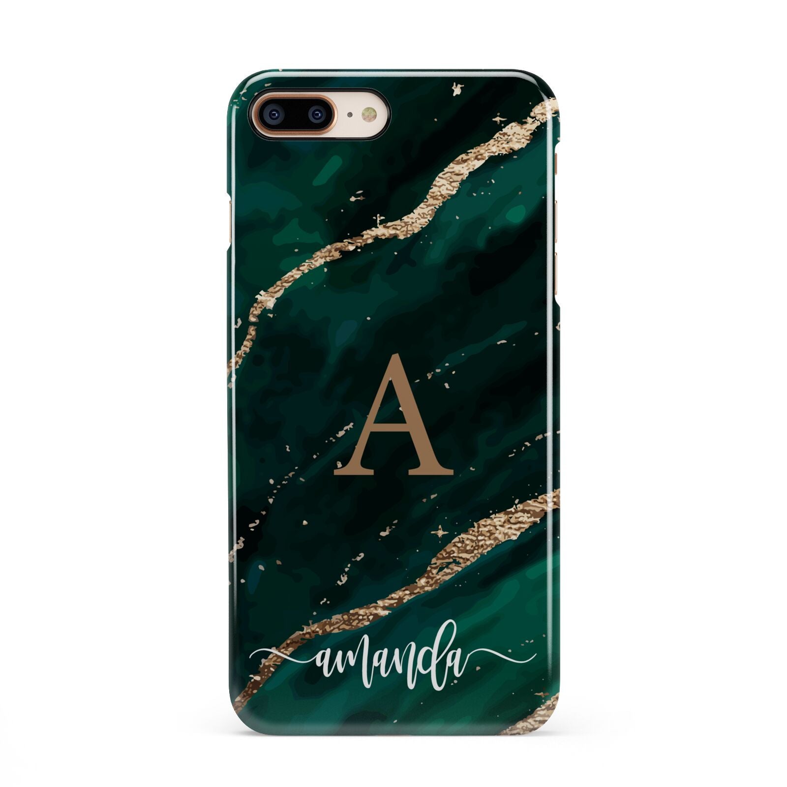 Green Marble iPhone 8 Plus 3D Snap Case on Gold Phone