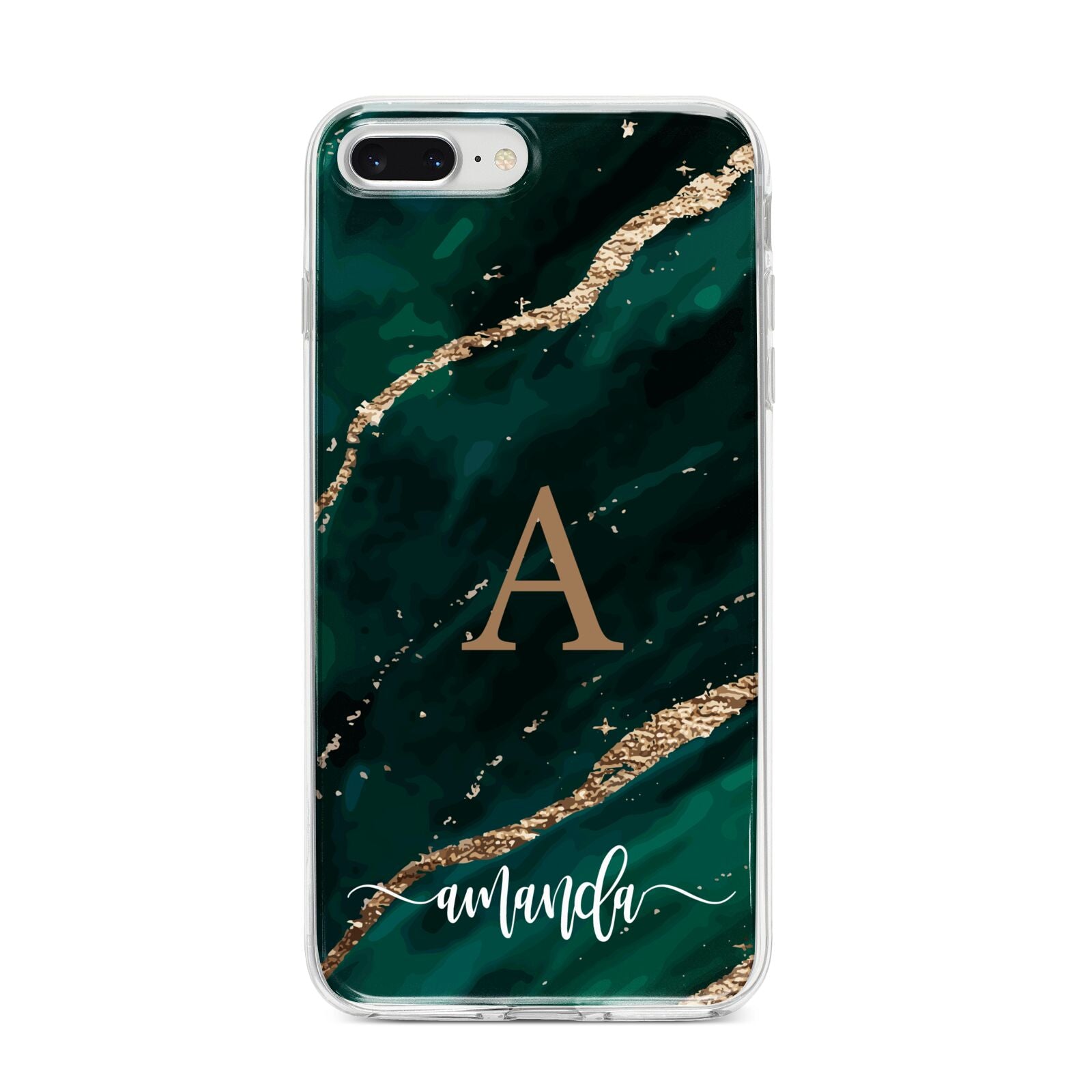 Green Marble iPhone 8 Plus Bumper Case on Silver iPhone