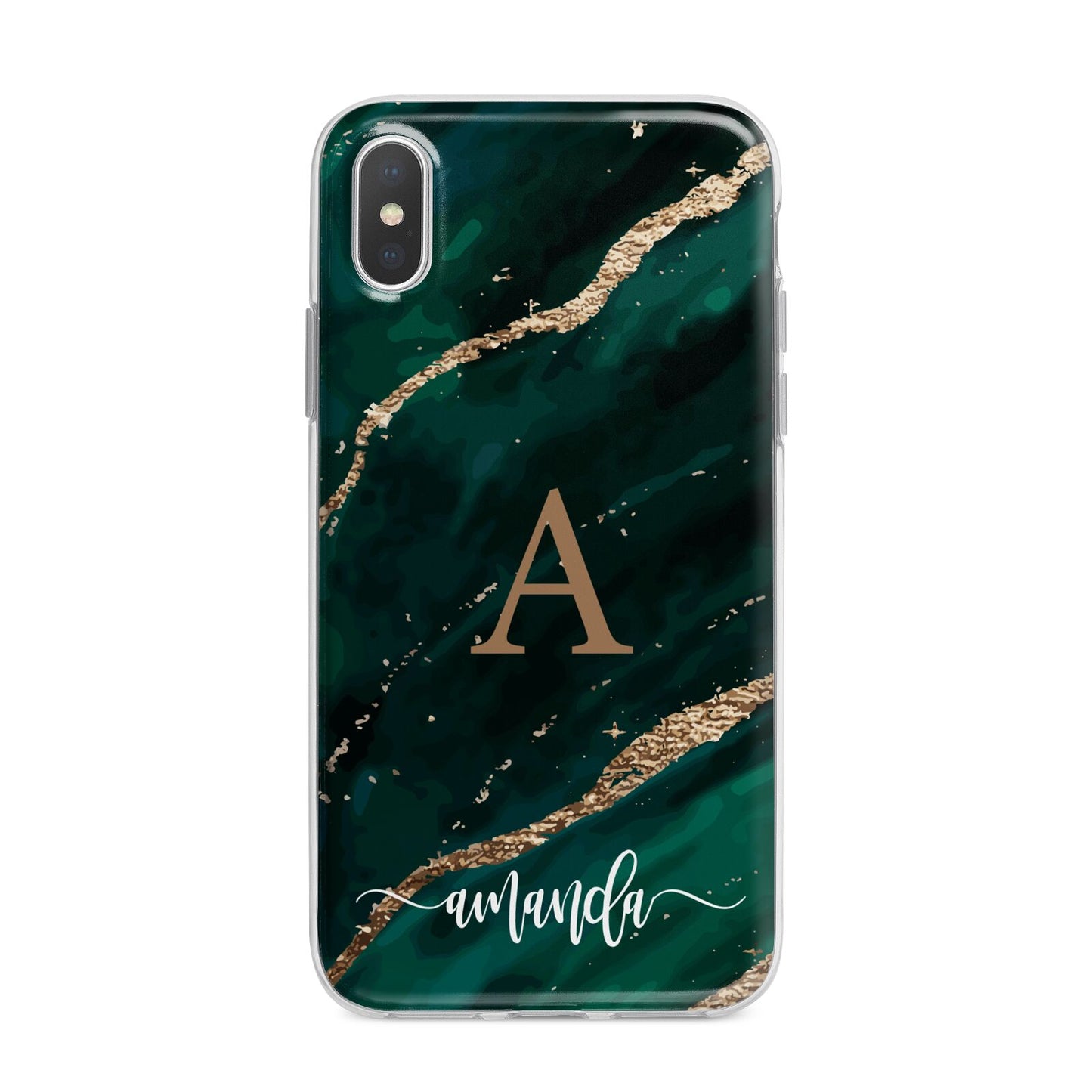Green Marble iPhone X Bumper Case on Silver iPhone Alternative Image 1