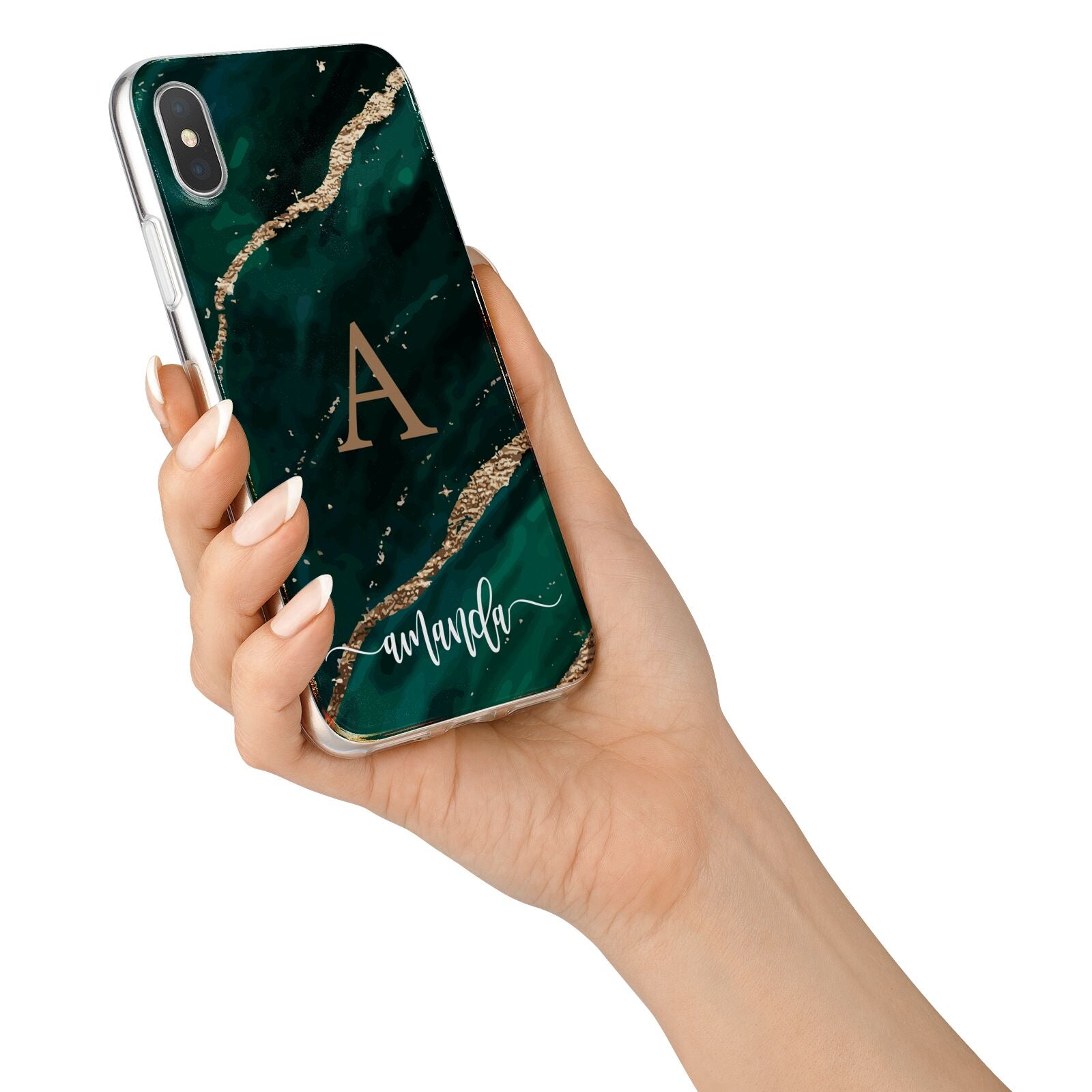 Green Marble iPhone X Bumper Case on Silver iPhone Alternative Image 2