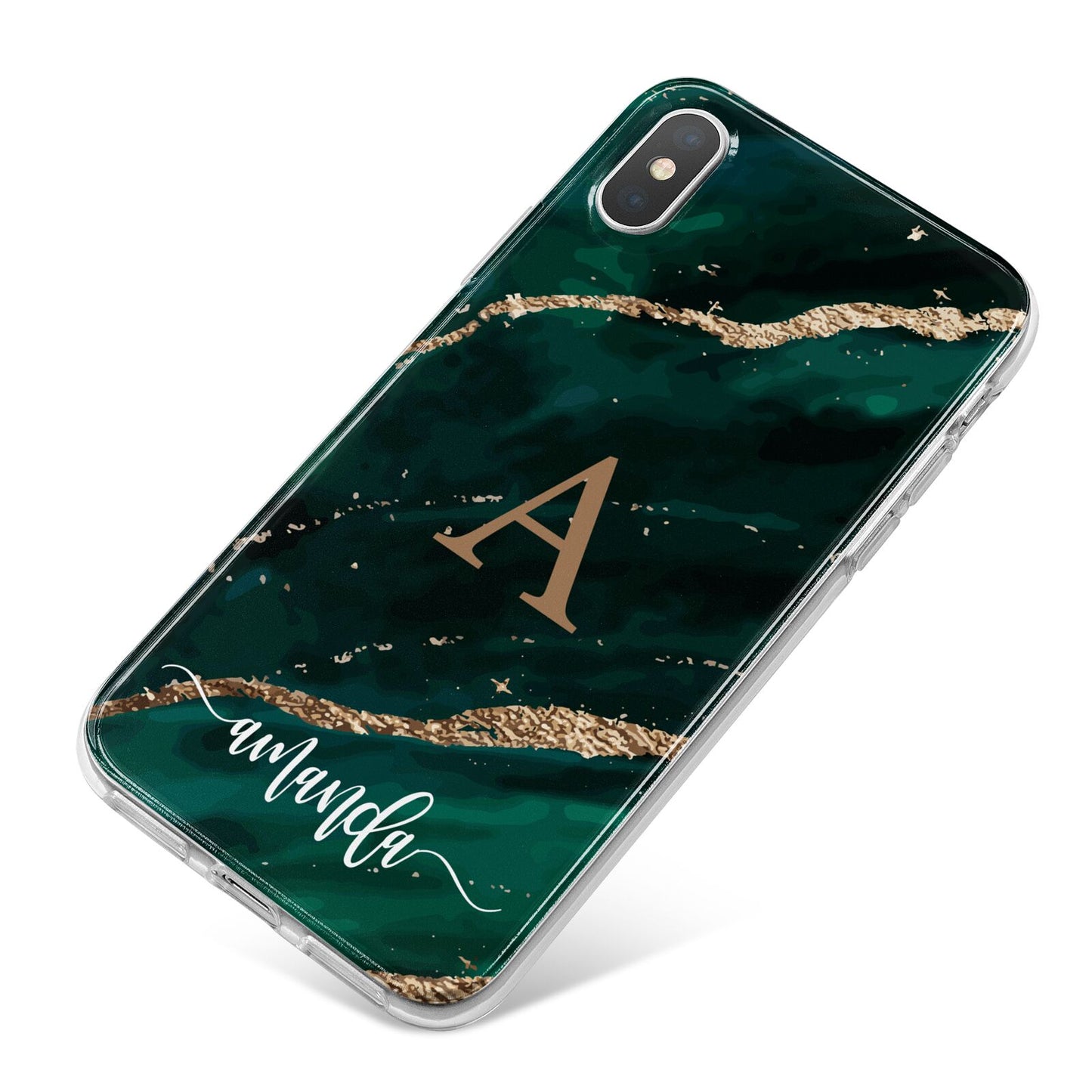 Green Marble iPhone X Bumper Case on Silver iPhone