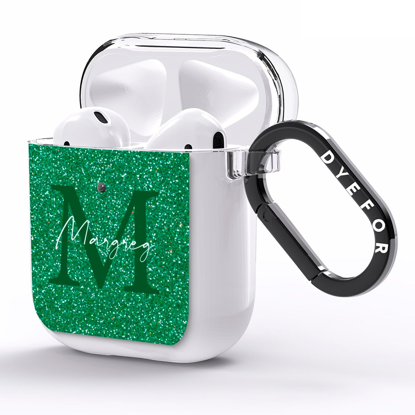 Green Monogram AirPods Clear Case Side Image
