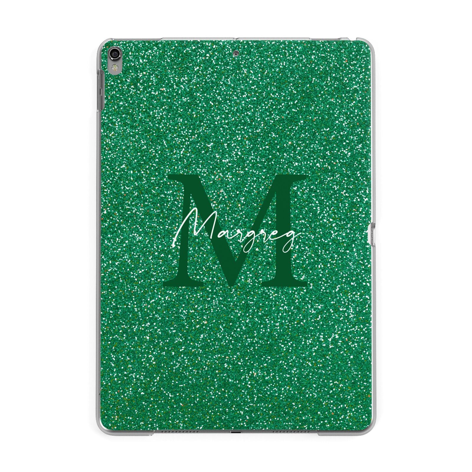 Green Monogram Apple iPad Grey Case