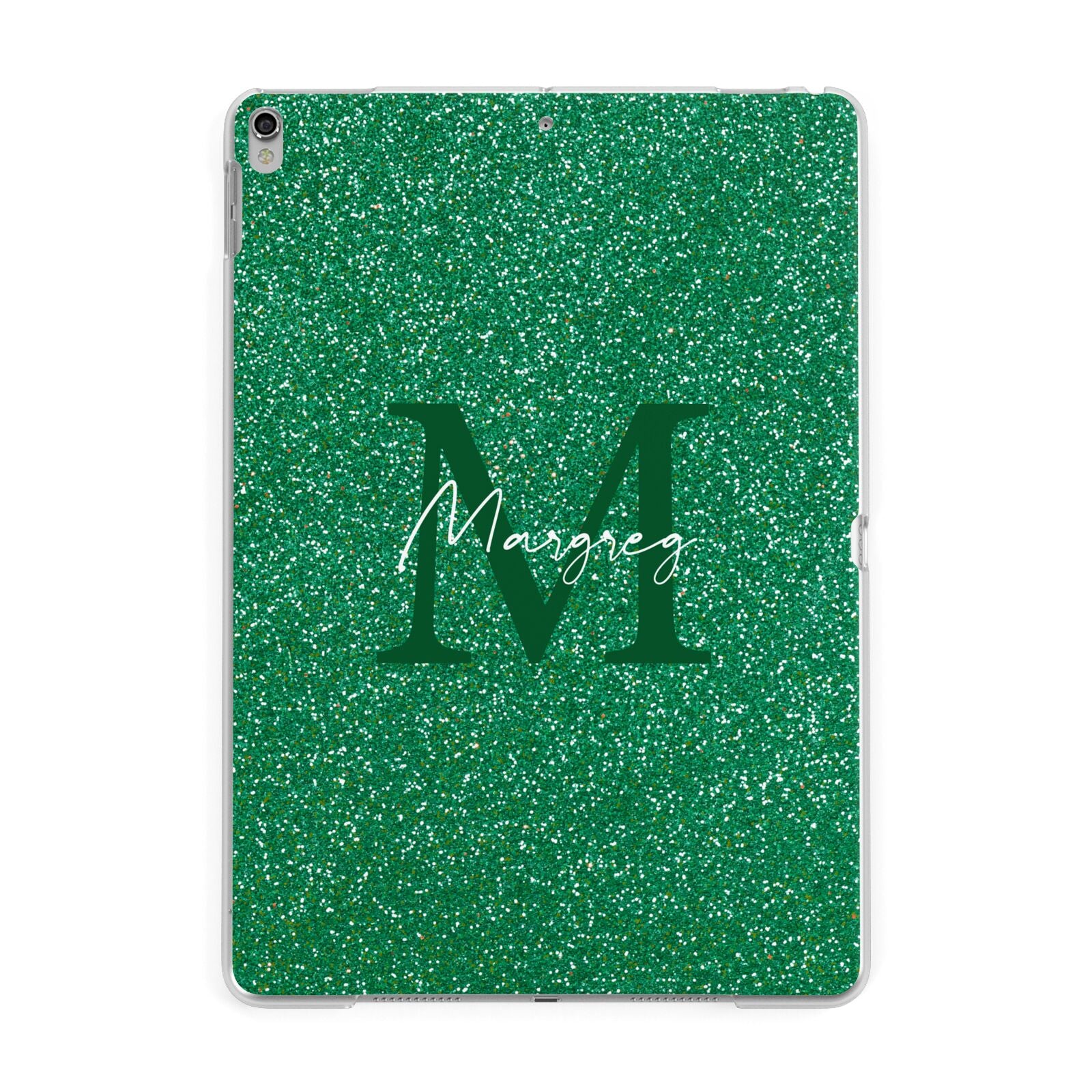 Green Monogram Apple iPad Silver Case