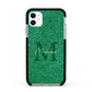 Green Monogram Apple iPhone 11 in White with Black Impact Case