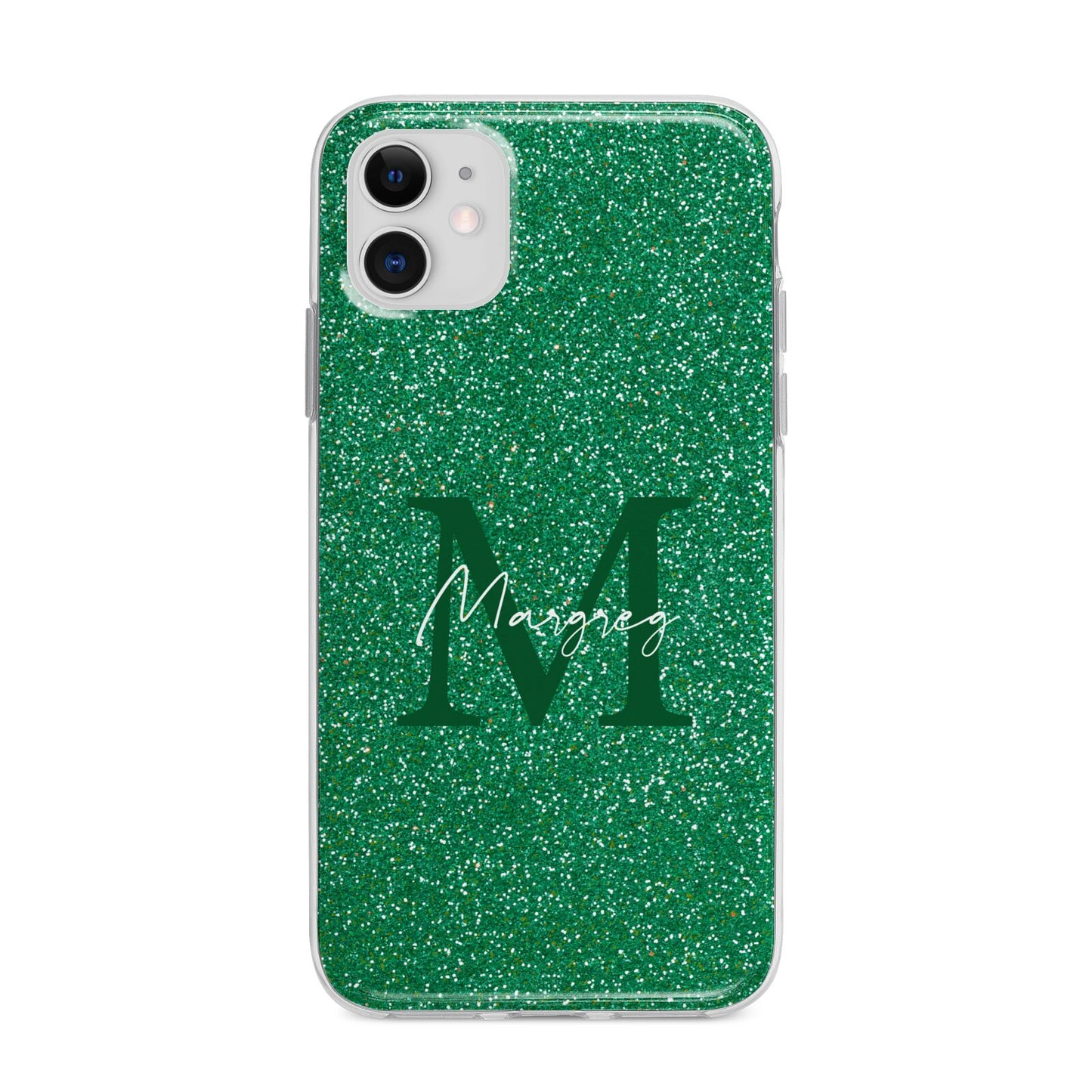 Green Monogram Apple iPhone 11 in White with Bumper Case