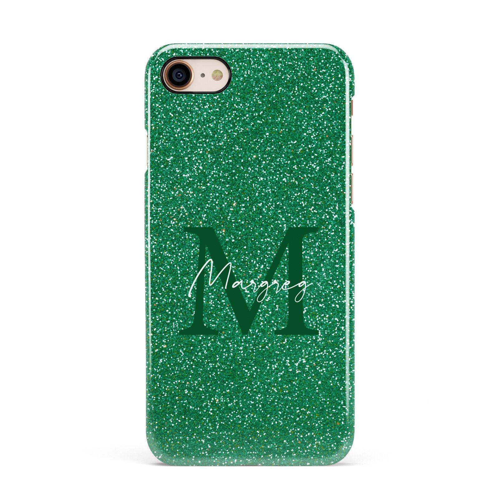 Green Monogram Apple iPhone 7 8 3D Snap Case