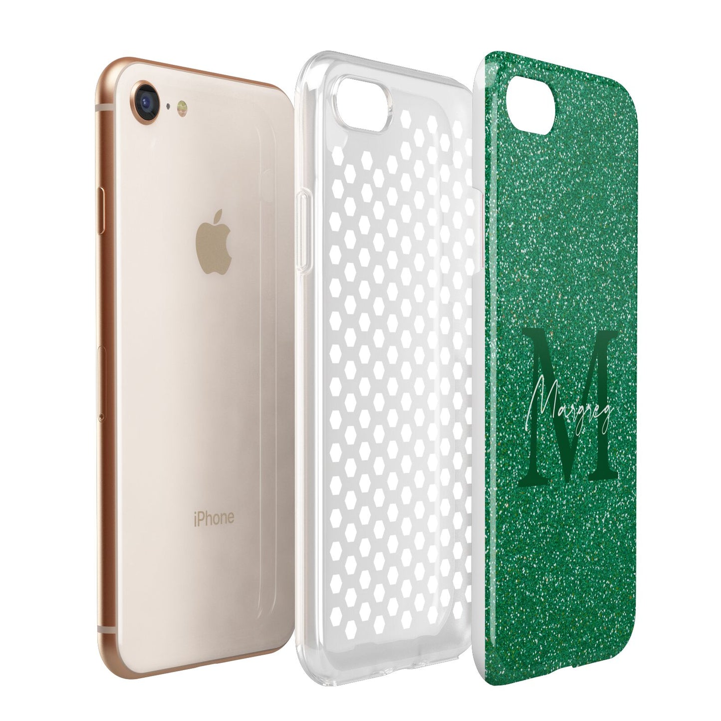 Green Monogram Apple iPhone 7 8 3D Tough Case Expanded View