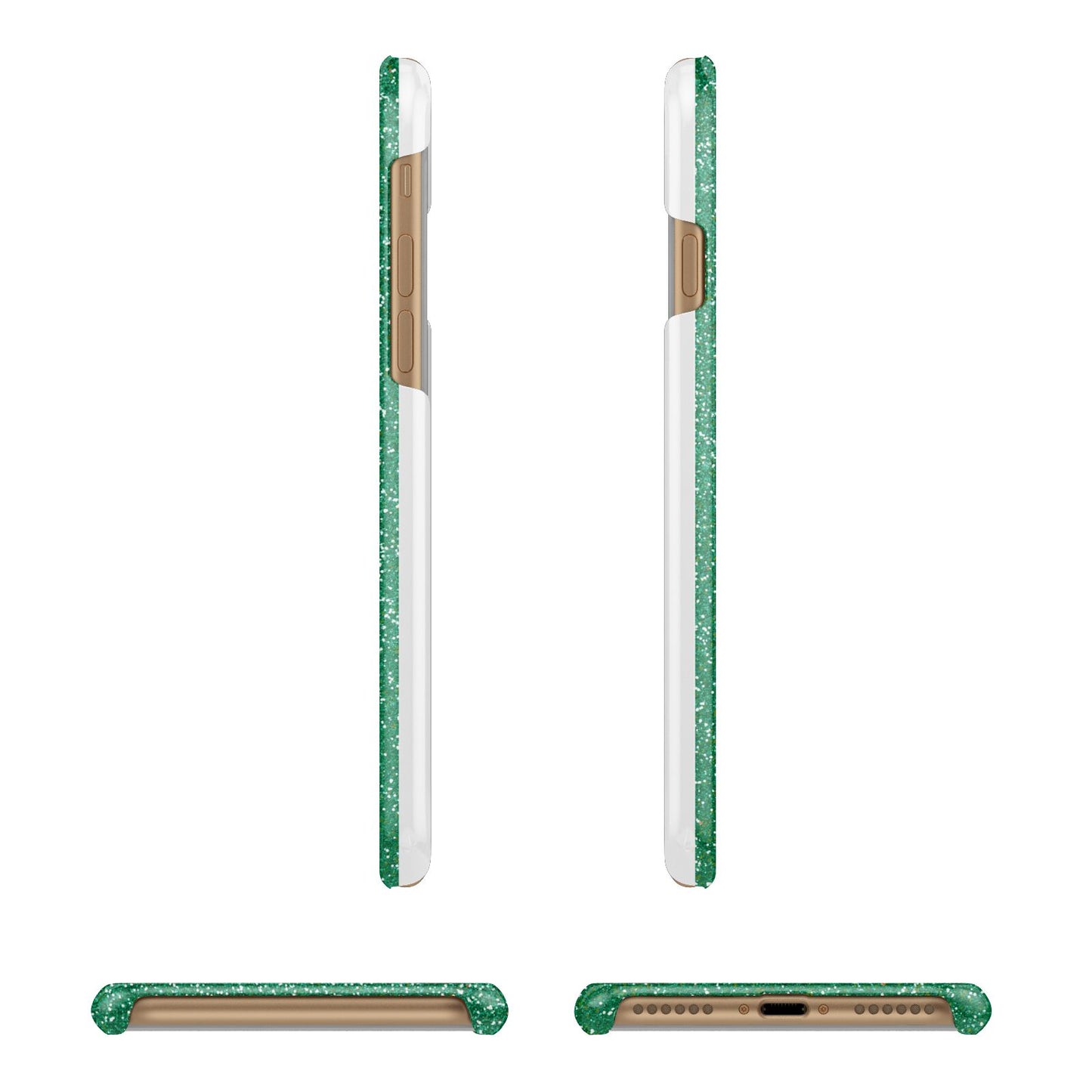 Green Monogram Apple iPhone 7 8 3D Wrap Snap Case Angled Images