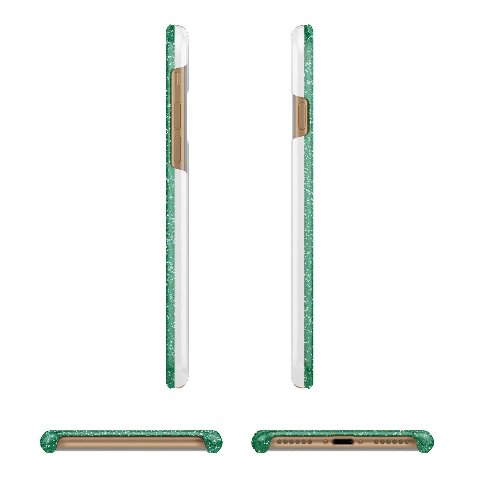 Green Monogram Apple iPhone 7 8 3D Wrap Snap Case Angled Images