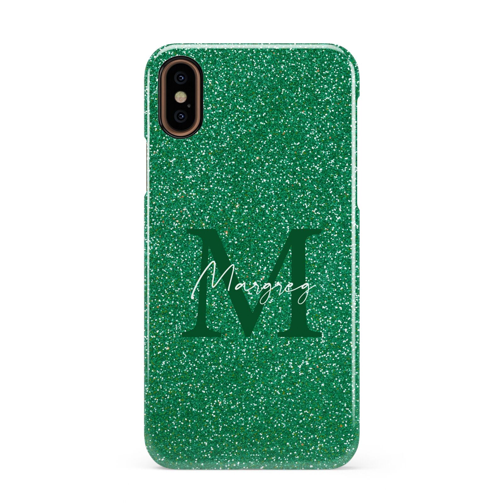 Green Monogram Apple iPhone XS 3D Snap Case