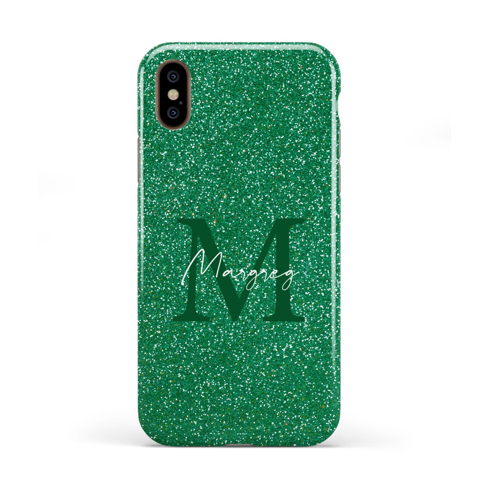 Green Monogram Apple iPhone XS 3D Tough