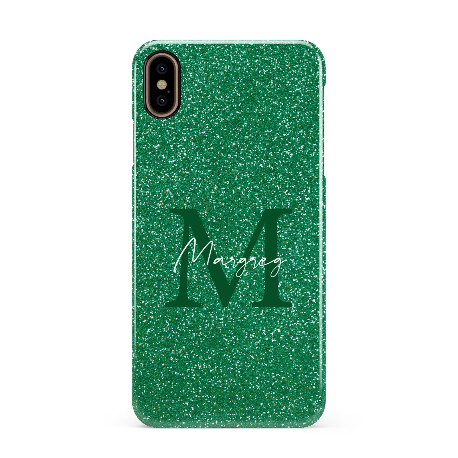 Green Monogram Apple iPhone Xs Max 3D Snap Case