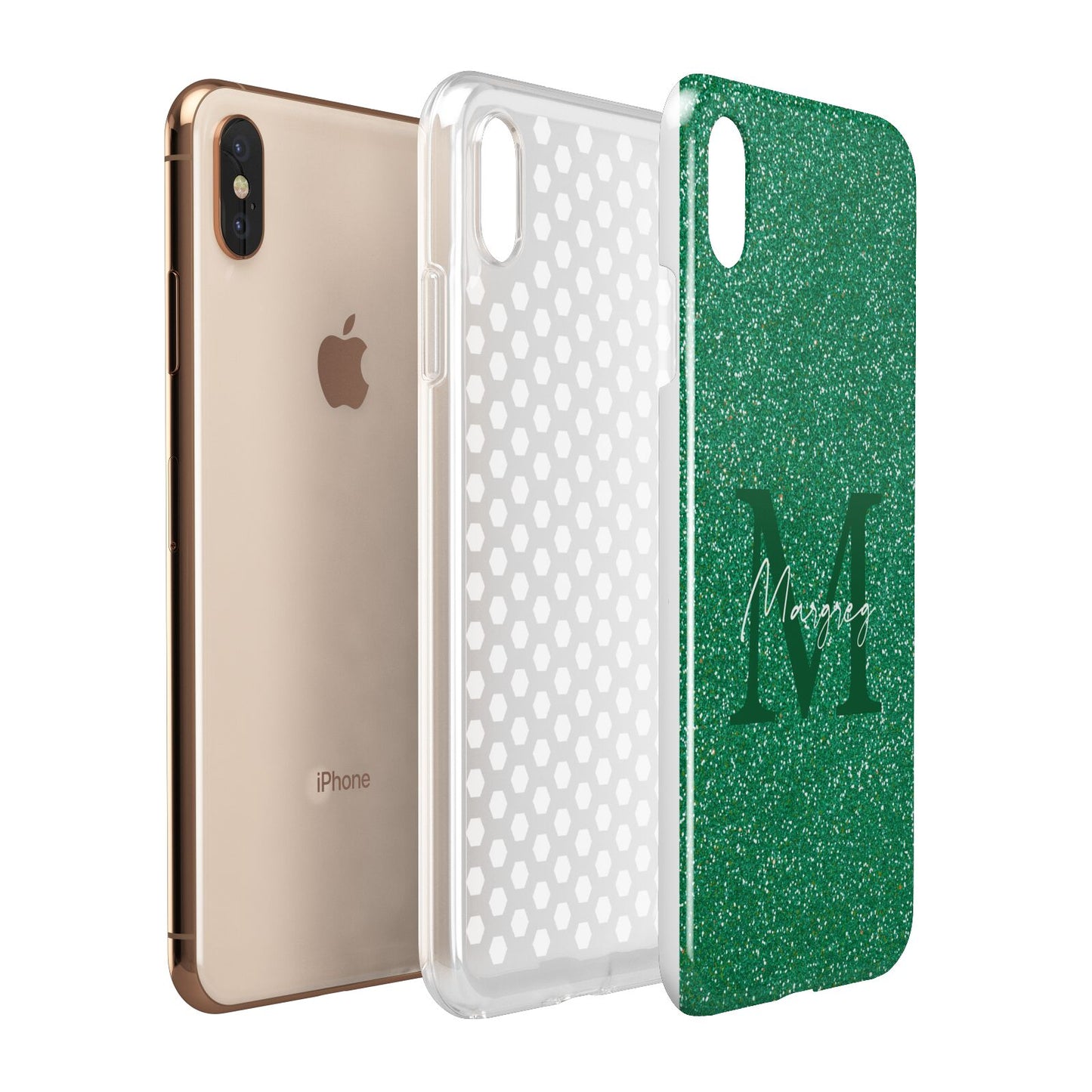 Green Monogram Apple iPhone Xs Max 3D Tough Case Expanded View