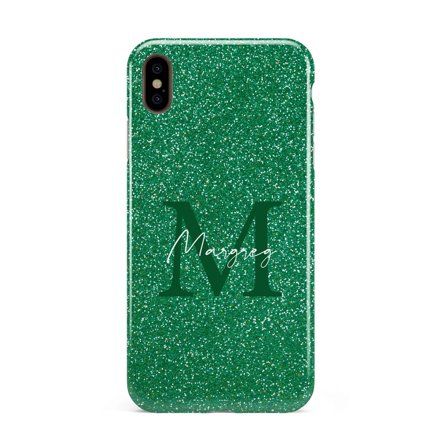 Green Monogram Apple iPhone Xs Max 3D Tough Case
