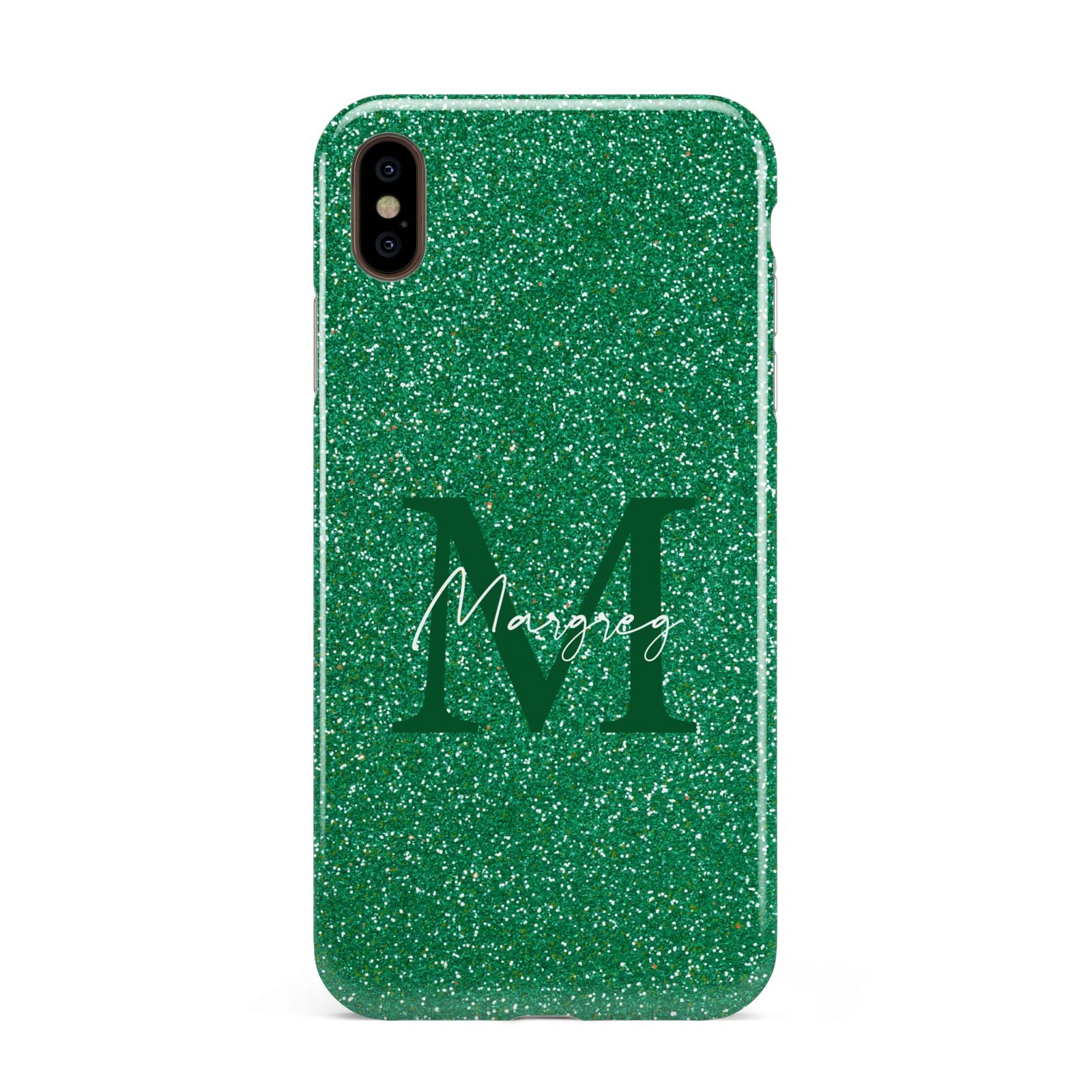 Green Monogram Apple iPhone Xs Max 3D Tough Case
