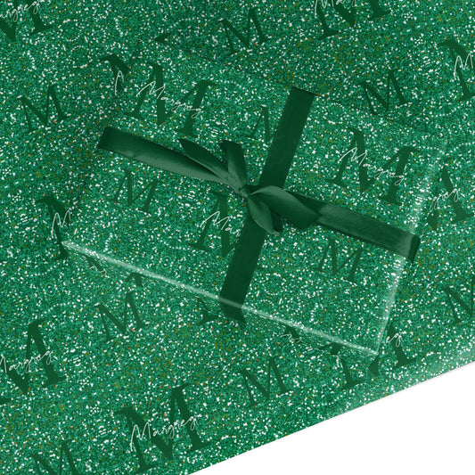 Green Monogram Custom Wrapping Paper