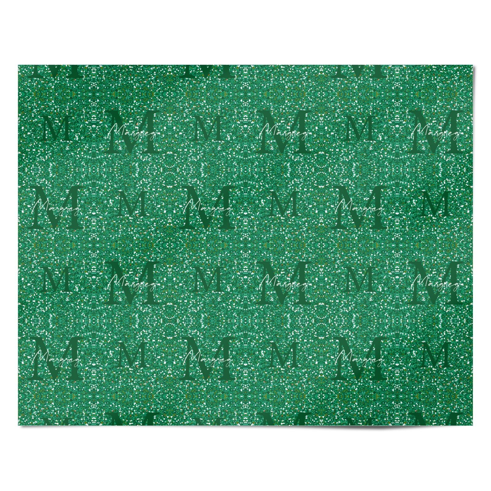 Green Monogram Personalised Wrapping Paper Alternative