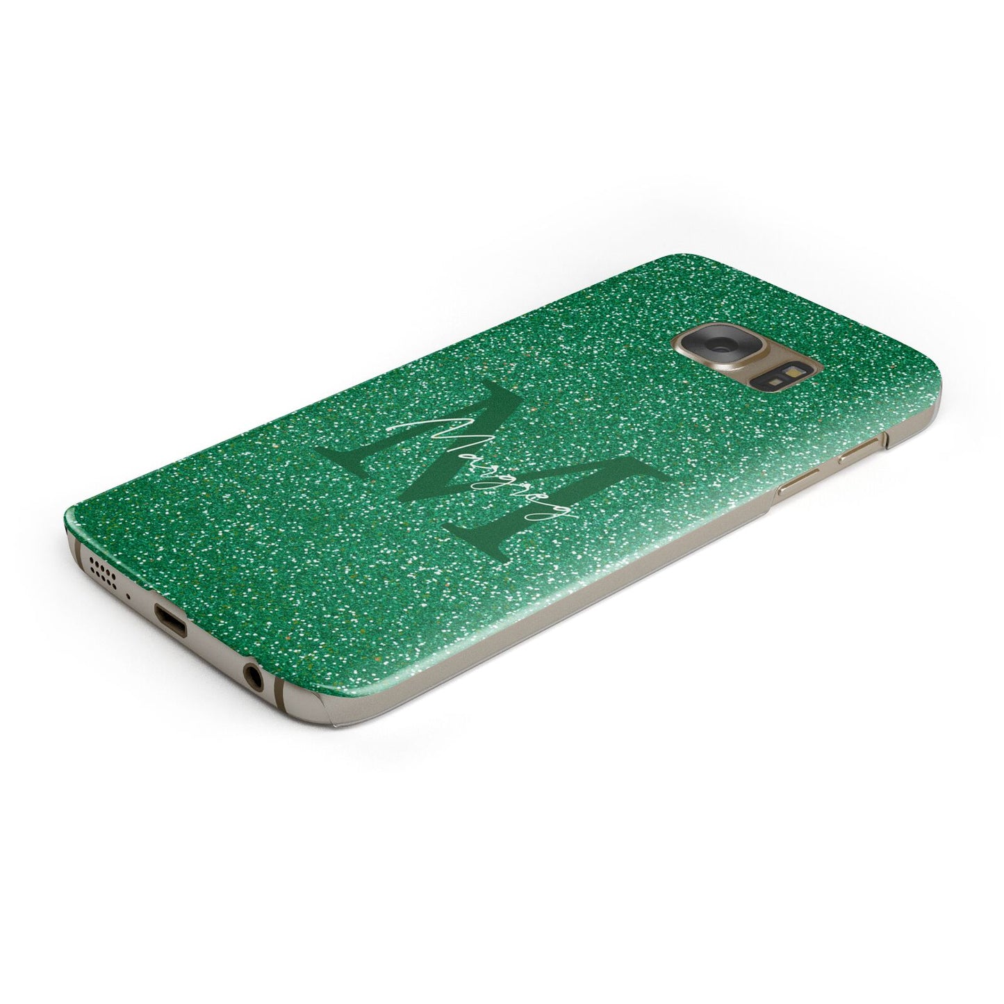 Green Monogram Protective Samsung Galaxy Case Angled Image