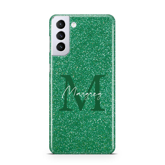 Green Monogram Samsung S21 Plus Phone Case