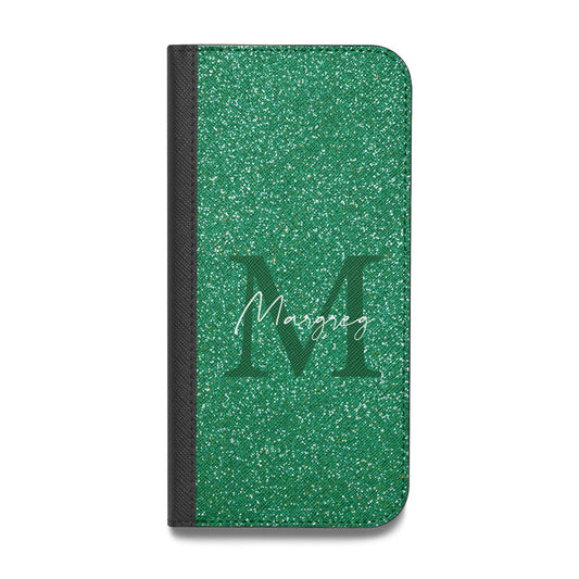 Green Monogram Vegan Leather Flip iPhone Case
