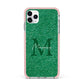 Green Monogram iPhone 11 Pro Max Impact Pink Edge Case