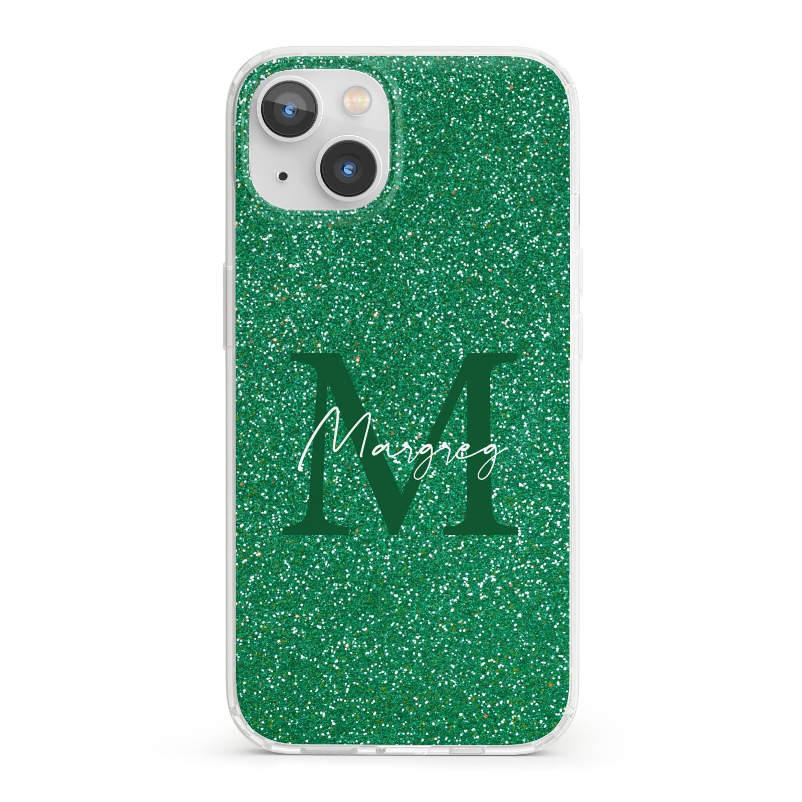 Green Monogram iPhone 13 Clear Bumper Case