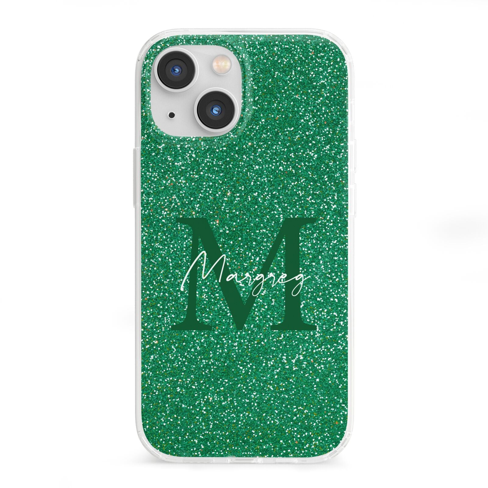 Green Monogram iPhone 13 Mini Clear Bumper Case