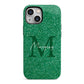 Green Monogram iPhone 13 Mini Full Wrap 3D Tough Case