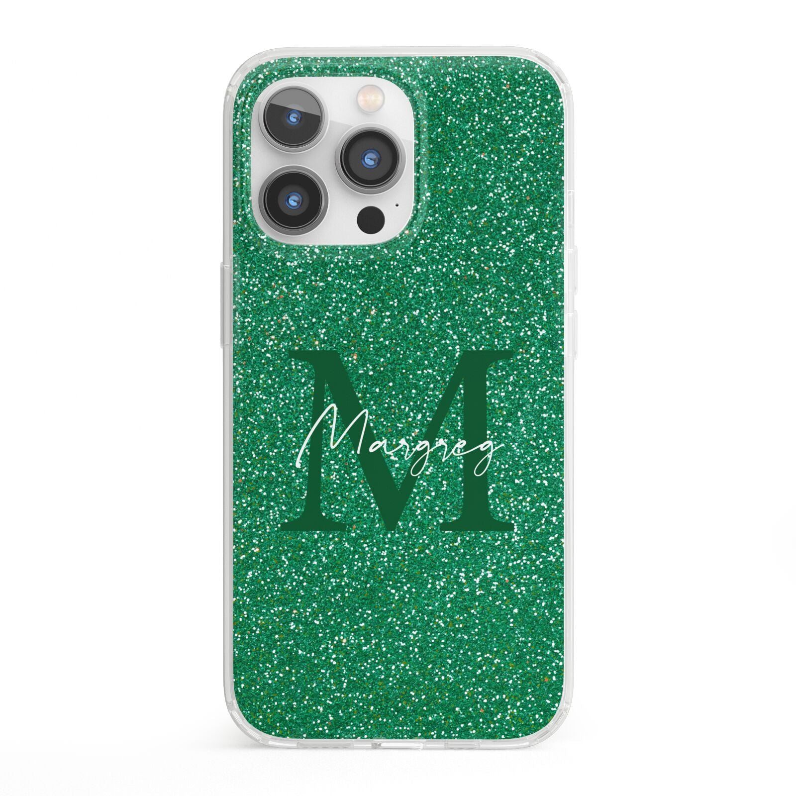 Green Monogram iPhone 13 Pro Clear Bumper Case
