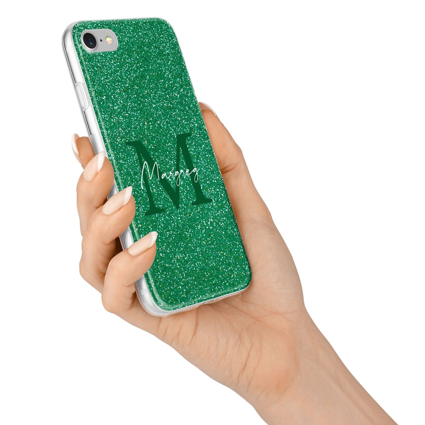 Green Monogram iPhone 7 Bumper Case on Silver iPhone Alternative Image