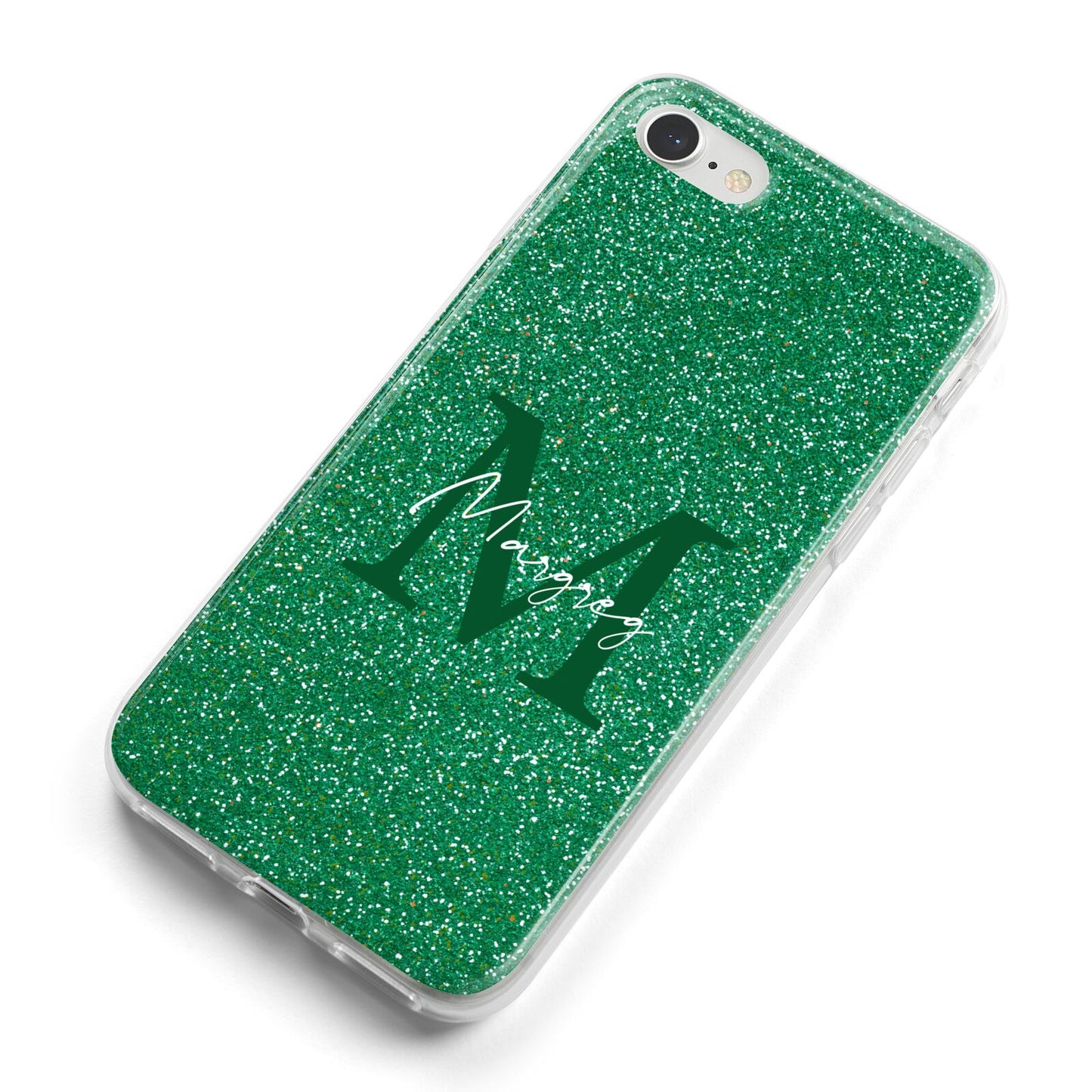 Green Monogram iPhone 8 Bumper Case on Silver iPhone Alternative Image