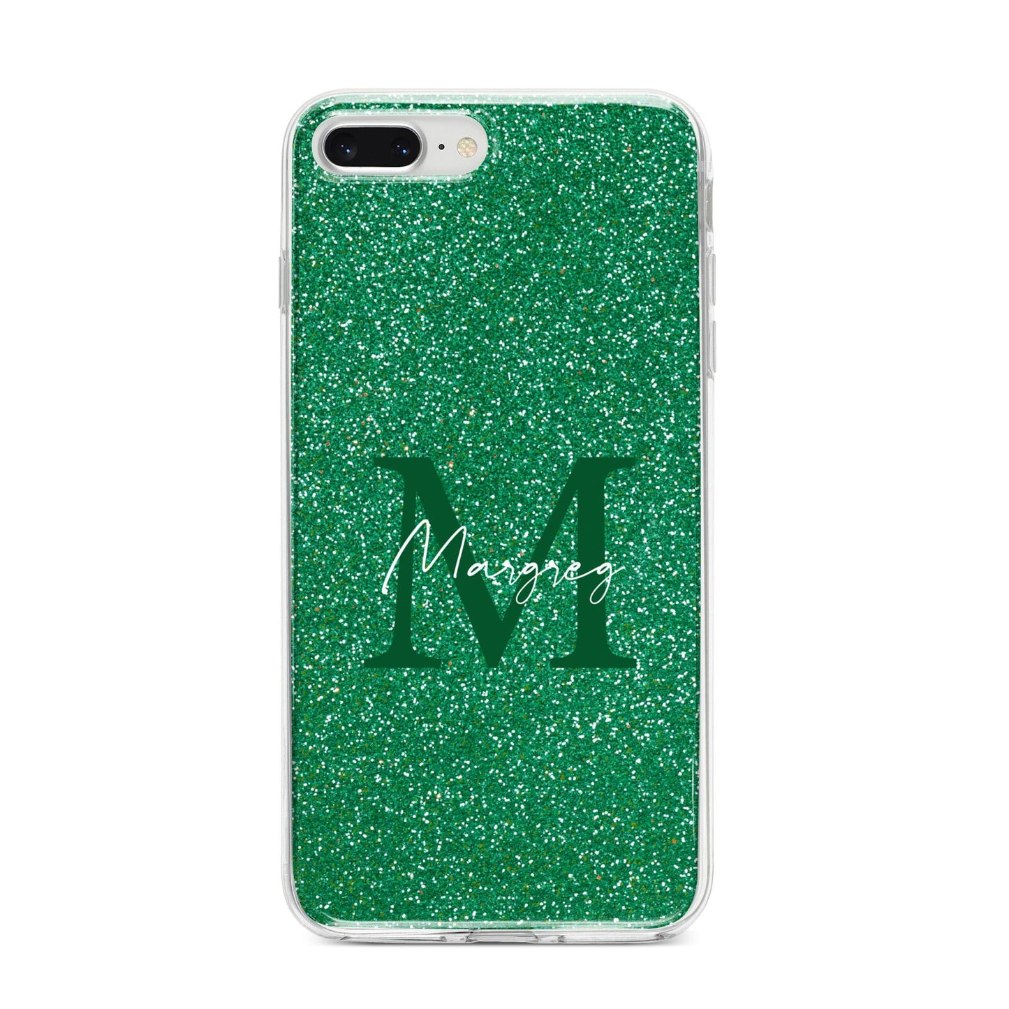 Green Monogram iPhone 8 Plus Bumper Case on Silver iPhone