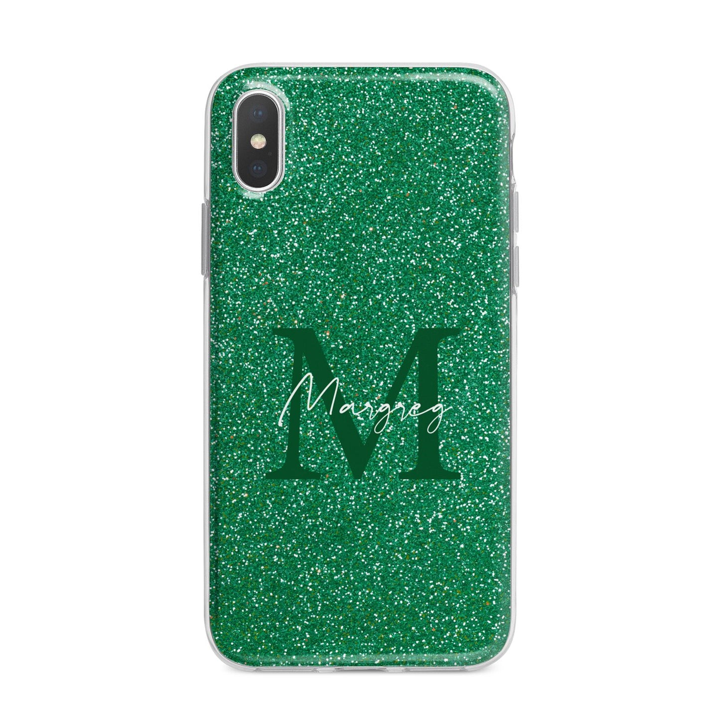 Green Monogram iPhone X Bumper Case on Silver iPhone Alternative Image 1