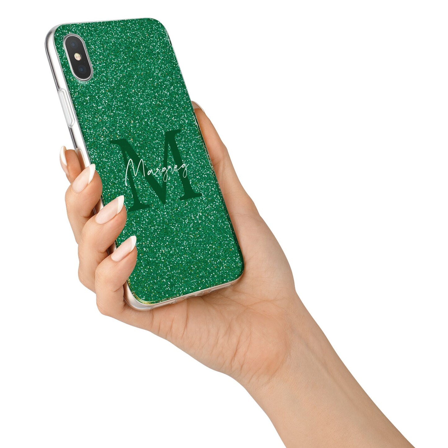 Green Monogram iPhone X Bumper Case on Silver iPhone Alternative Image 2