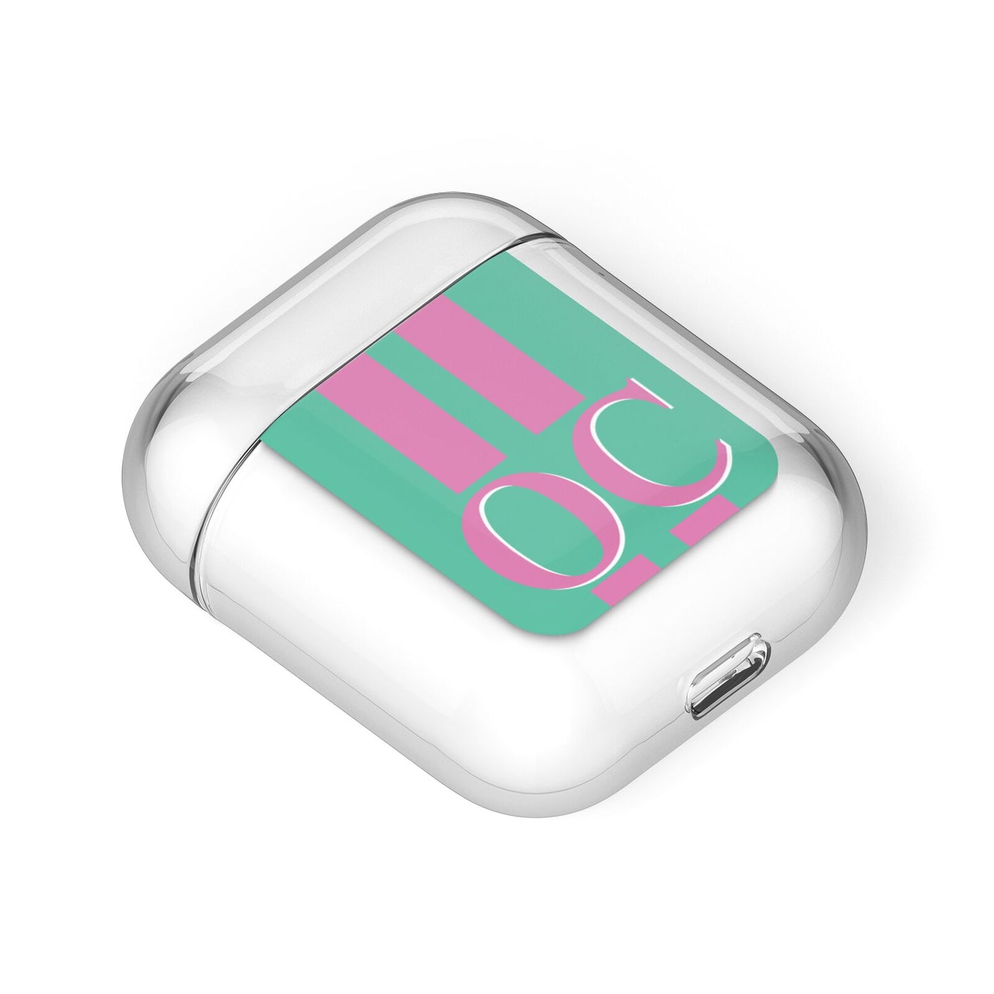 Green Personalised Initials AirPods Case Laid Flat