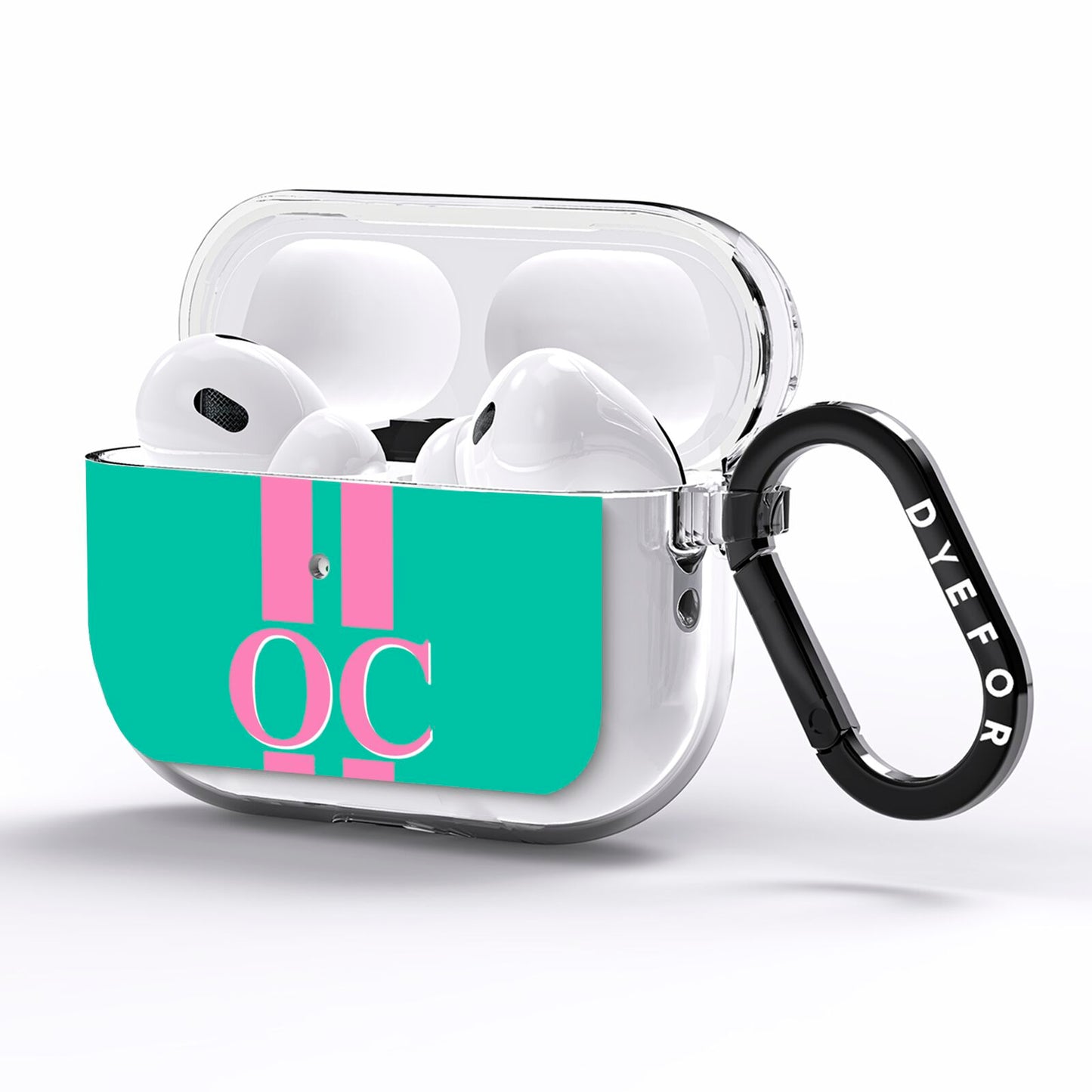 Green Personalised Initials AirPods Pro Clear Case Side Image