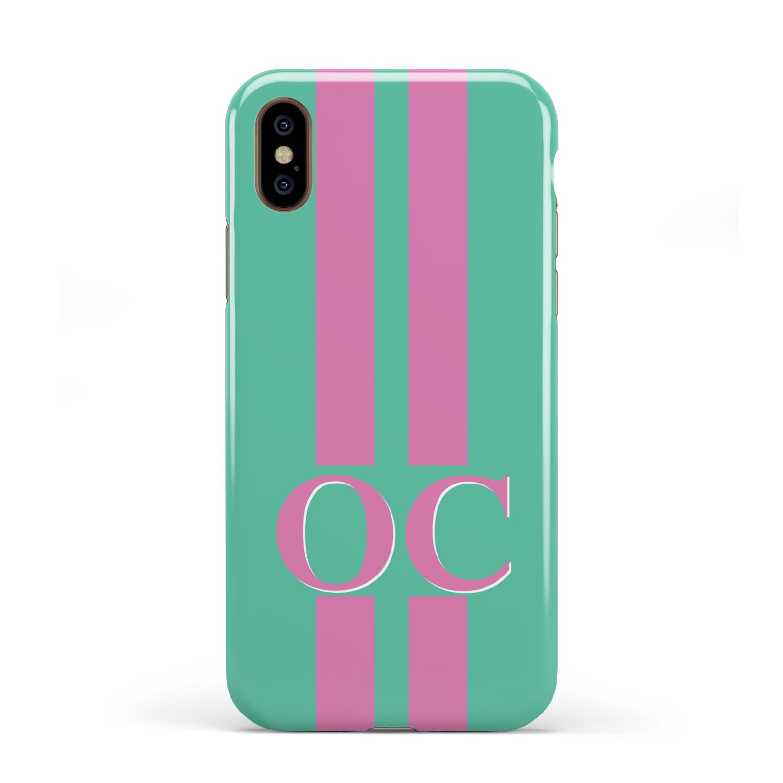 Green Personalised Initials Apple iPhone XS 3D Tough