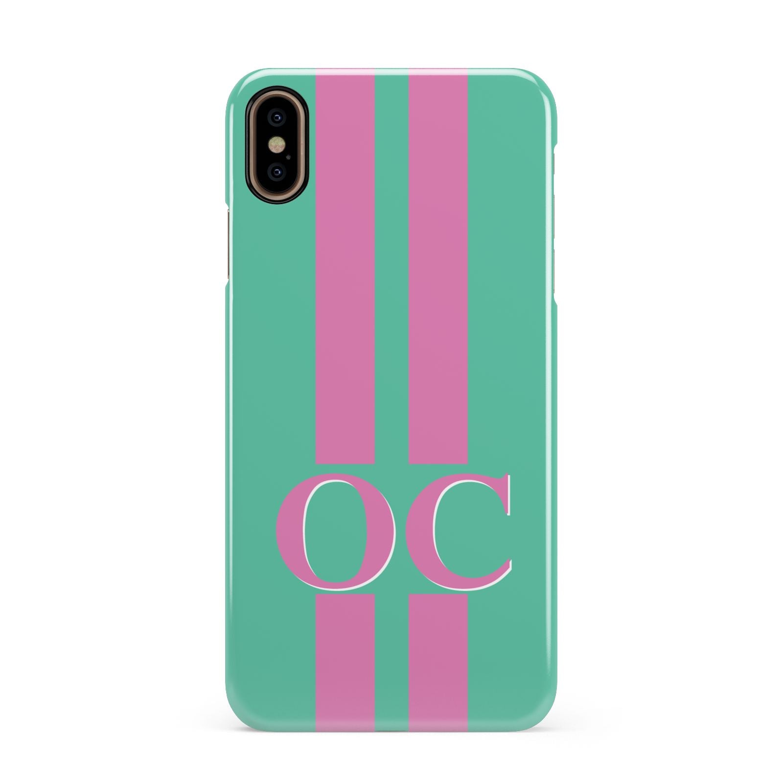 Green Personalised Initials Apple iPhone Xs Max 3D Snap Case