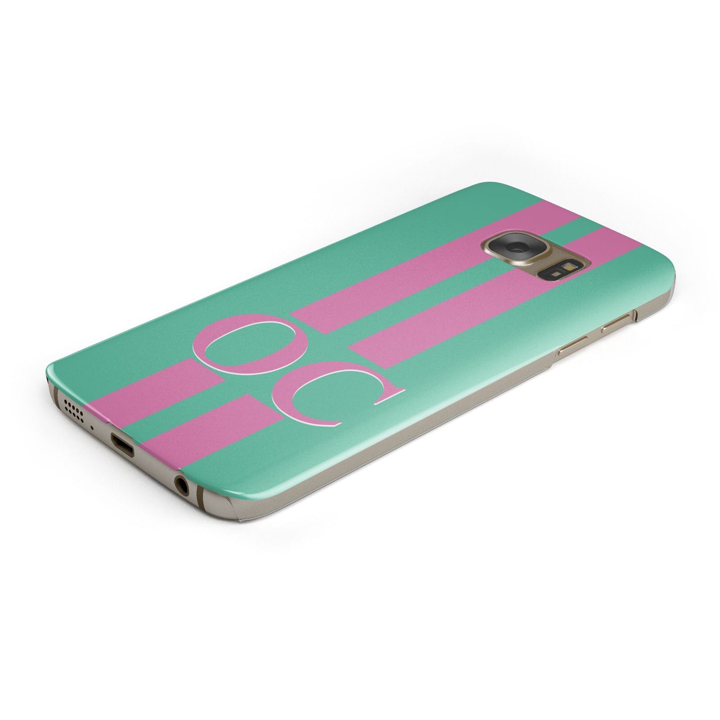 Green Personalised Initials Protective Samsung Galaxy Case Angled Image
