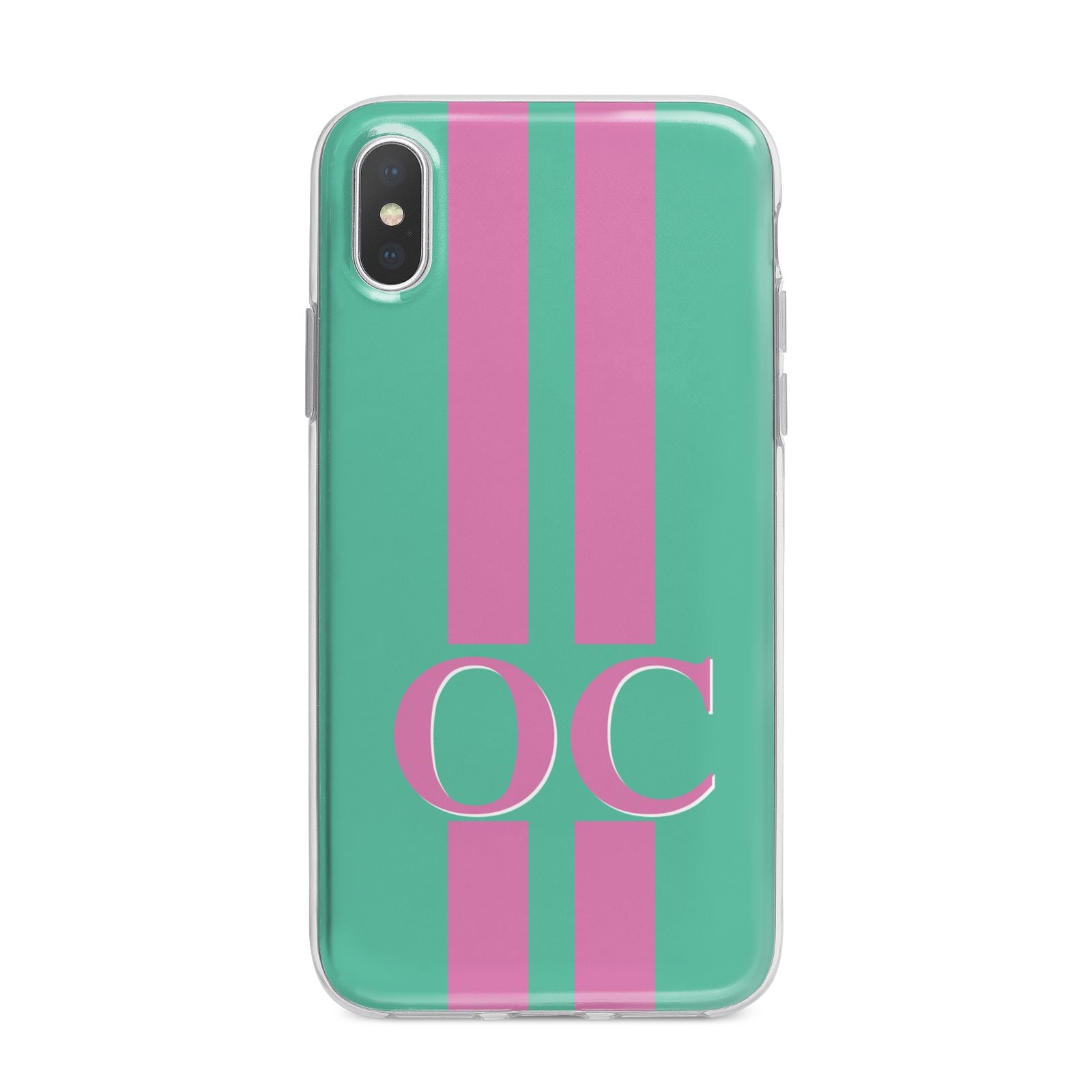 Green Personalised Initials iPhone X Bumper Case on Silver iPhone Alternative Image 1