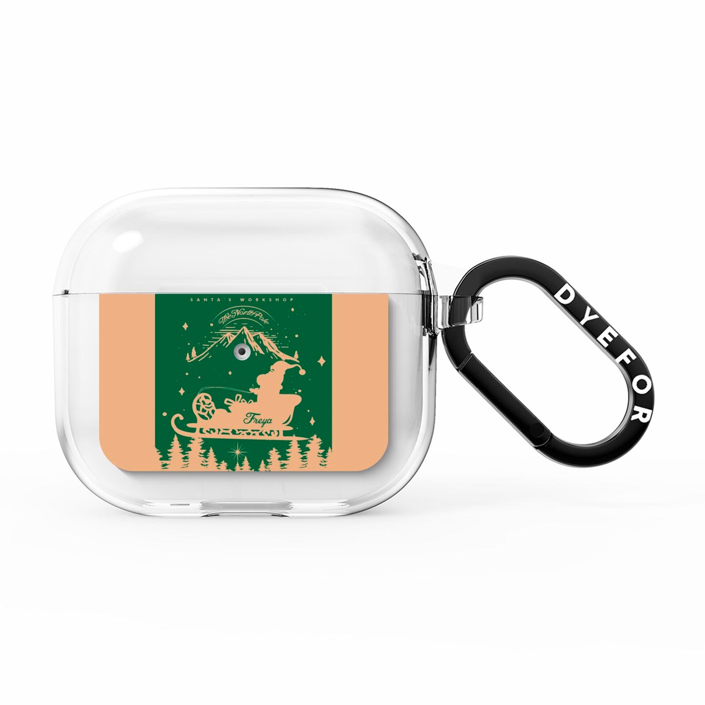 Green Personalised Santas Sleigh AirPods Clear Case 3rd Gen