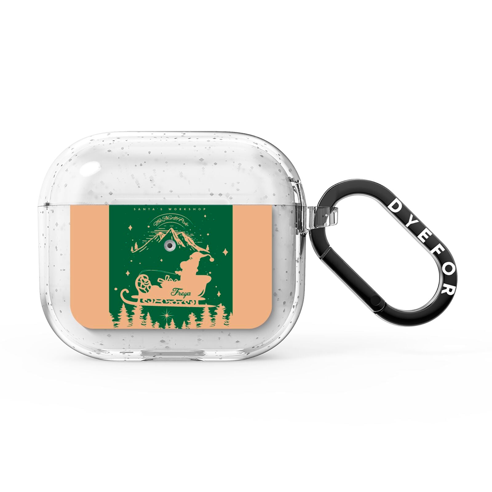 Green Personalised Santas Sleigh AirPods Glitter Case 3rd Gen