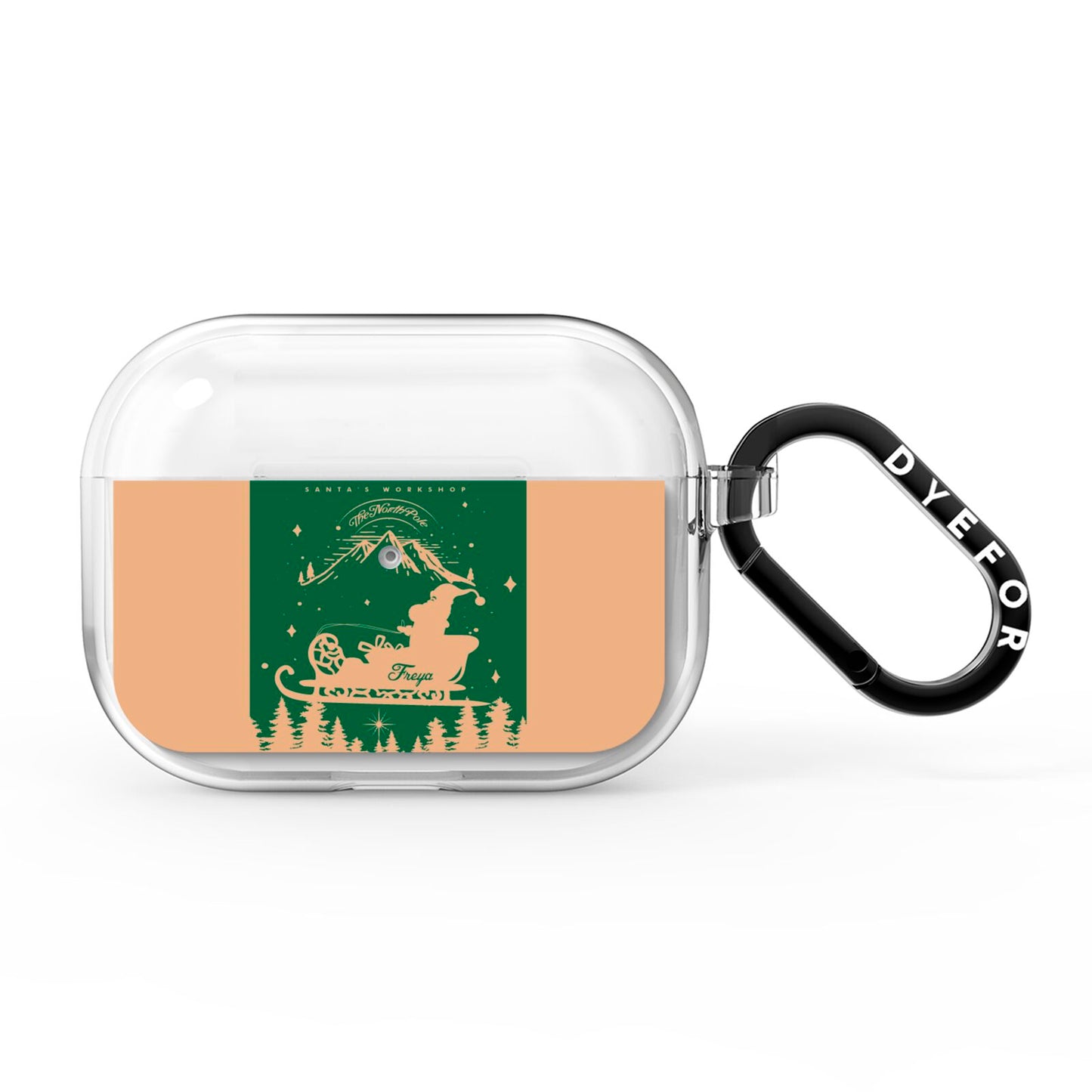 Green Personalised Santas Sleigh AirPods Pro Clear Case